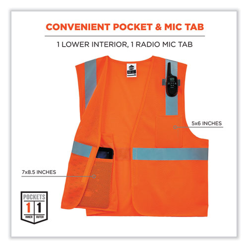 Glowear 8210hl Class 2 Economy Mesh Hook And Loop Vest, Polyester, Large/x-large, Orange