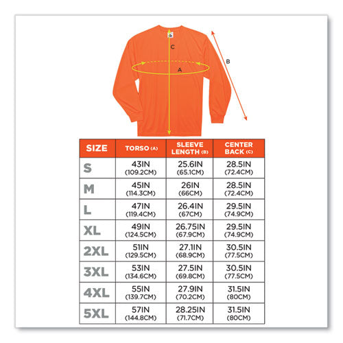 Glowear 8091 Non-certified Hi-vis Long Sleeve Shirt, 3x-large, Orange