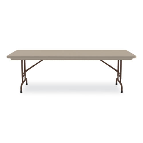 Adjustable Folding Tables, Rectangular, 96" X 30" X 22" To 32", Mocha Granite Top, Brown Legs, 4/pallet