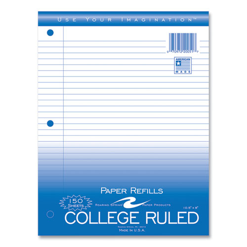 Loose Leaf Paper, 8 X 10.5, 3-hole Punched, College Rule, White, 150 Sheets/pack, 24 Packs/carton