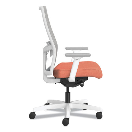 Ignition 2.0 4-way Stretch Mid-back Mesh Task Chair, White Lumbar Support, Passion Fruit Seat, Fog Back, White Base