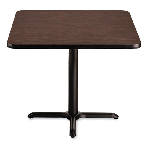 Cafe Table, 36w X 36d X 30h, Square Top/x-base, Mahogany Top, Black Base