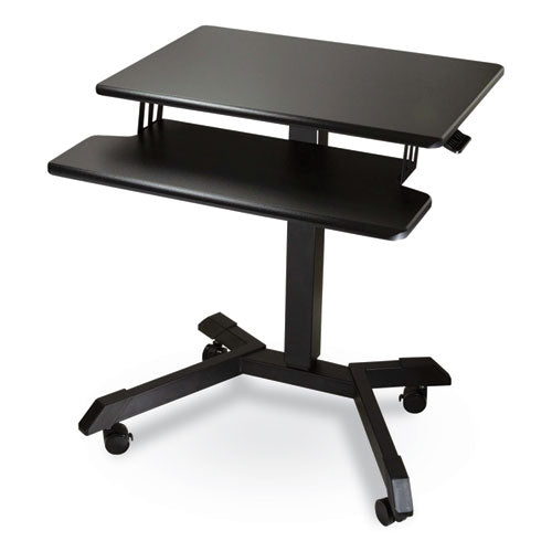 Mobile Height Adjustable Standing Desk With Keyboard Tray, 25.6 X 17.7 X 29 To 44, Black