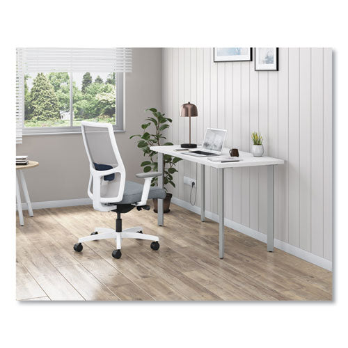 Ignition 2.0 4-way Stretch Mid-back Mesh Task Chair, Navy Blue Lumbar Support, Basalt Seat, Fog Back, White Base