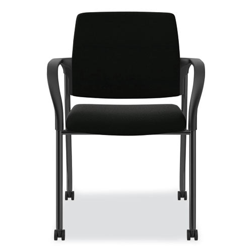 Ignition Series Guest Chair With Arms, Polyurethane Fabric Seat, 25" X 21.75" X 33.5", Black