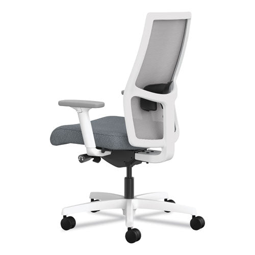 Ignition 2.0 4-way Stretch Mid-back Mesh Task Chair, Black Adjustable Lumbar Support, Basalt Seat, Fog Back, White Base