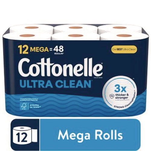 Ultra Cleancare Toilet Paper, Strong Bath Tissue, Septic Safe, 1-ply, White, 284 Sheets/roll, 12 Rolls/pack, 4 Packs/carton