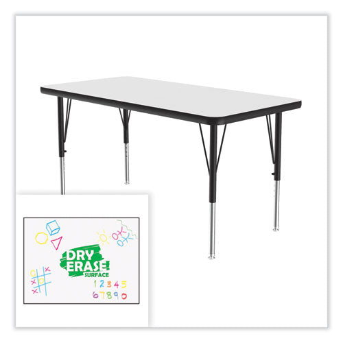 Markerboard Activity Tables, Rectangular, 60" X 24" X 19" To 29", White Top, Black Legs, 4/pallet