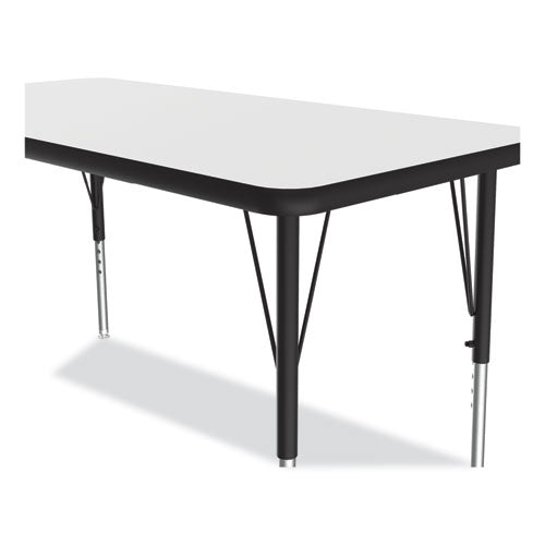 Markerboard Activity Tables, Rectangular, 60" X 24" X 19" To 29", White Top, Black Legs, 4/pallet