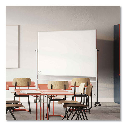 Reversible Magnetic Hygienic Porcelain Whiteboard With Aluminum Frame, 72" X 48", White Surface, Satin Aluminum Frame