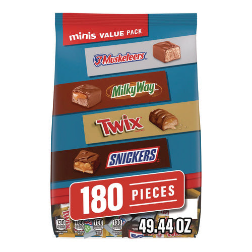 Minis Variety Pack, Chocolate, 49.44 Oz Bag, 180 Pieces