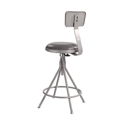 6500 Series Height Adj Heavy Duty Vinyl Swivel Stool With Backrest, Supports Up To 500 Lb, 24" To 30" Seat Height, Gray