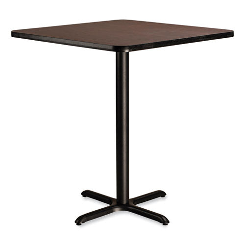 Cafe Table, 36w X 36d X 42h, Square Top/x-base, Mahogany Top, Black Base