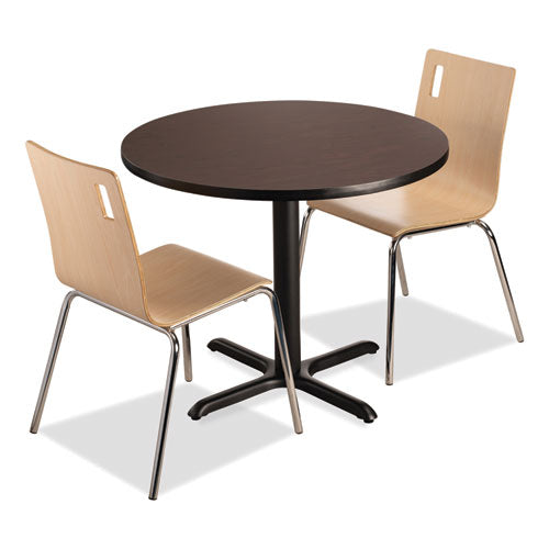 Cafe Table, 36" Diameter X 30h, Round Top/x-base, Mahogany Top, Black Base