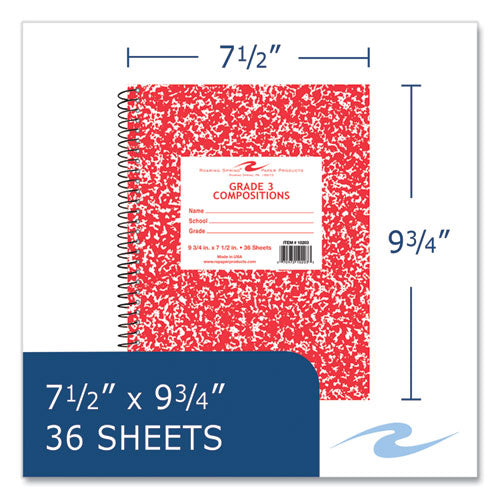 Wirebound Composition Book, 1 Sub, Grade 1 Manuscript Format, Red Cover, (36) 9.75 X 7.5 Sheets, 48/carton