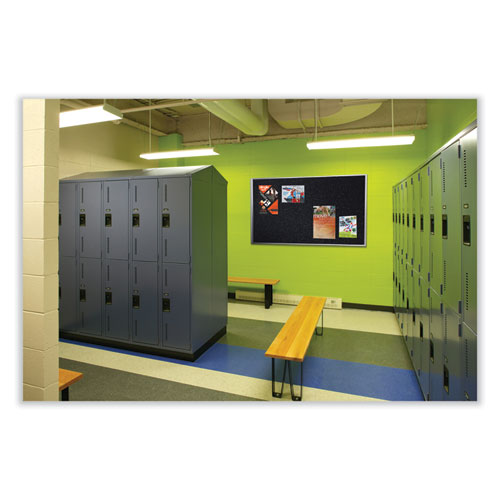 Aluminum-frame Recycled Rubber Bulletin Boards, 144.5" X 48.5", Confetti Surface, Satin Aluminum Frame