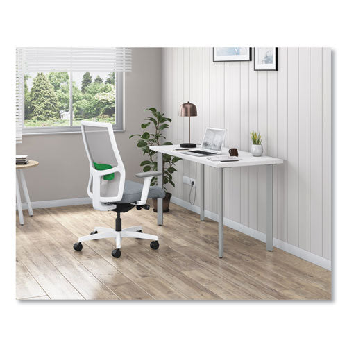 Ignition 2.0 4-way Stretch Mid-back Mesh Task Chair, Green Adjustable Lumbar Support, Basalt Seat, Fog Back, White Base