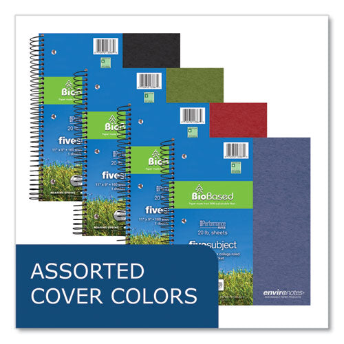 Earthtones Biobased 5 Subject Notebook, Medium/college Rule, Randomly Assorted Covers, (160) 11x9 Sheets, 12/carton