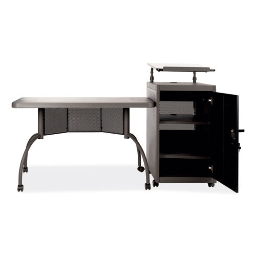 Teacher's Workpod Desk And Lectern Kit, 68" X 24" X 41", Charcoal Gray