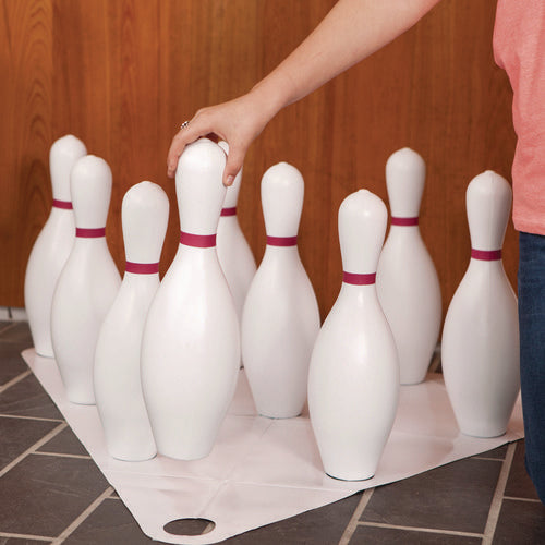 Plastic Bowling Pin Set, White, 10/set