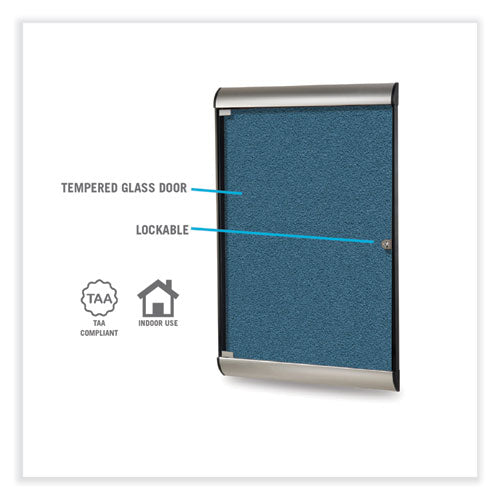 Silhouette 1 Door Enclosed Vinyl Bulletin Board, 27.75" X 42.13", Caramel Surface, Black/satin Aluminum Frame