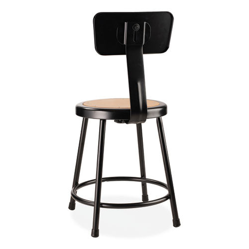 6200 Series 18" Heavy Duty Stool With Backrest, Supports Up To 500 Lb, 33" Seat Height, Brown Seat, Black Back/base