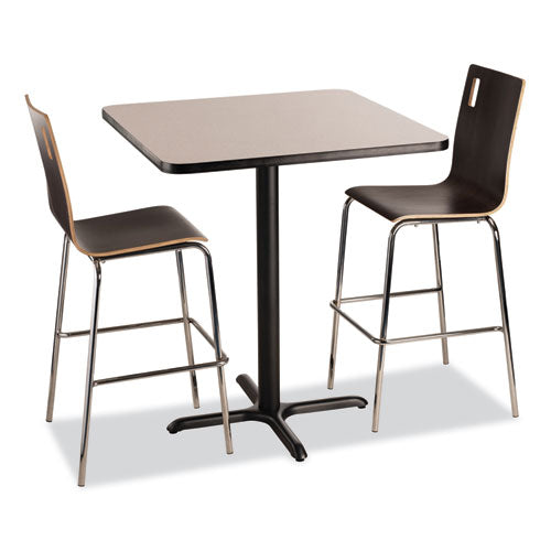 Cafe Table, 36w X 36d X 42h, Square Top/x-base, Gray Nebula Top, Black Base