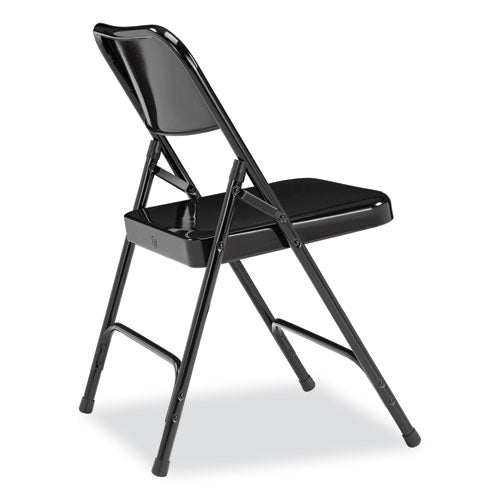 200 Series Premium All-steel Double Hinge Folding Chair, Supports Up To 500 Lb, 17.25" Seat Height, Black, 4/carton