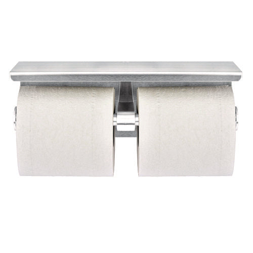 Double Post Toilet Paper Holder With Shelf Storage Rack, 3.87 X 10.5 X 3.95, Brushed Stainless Steel