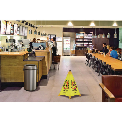 Tri-fold Multi-lingual Pop-up Wet Floor Sign, 2.95 X 2.55 X 20, Yellow