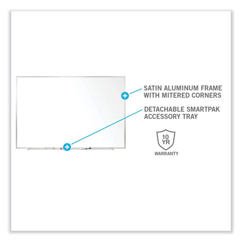 Non-magnetic Whiteboard With Aluminum Frame, 144.63" X 48.47", White Surface, Satin Aluminum Frame