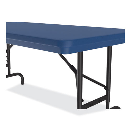 Adjustable Folding Table, Rectangular, 48" X 24" X 22" To 32", Blue Top, Black Legs, 4/pallet