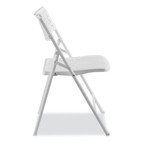 Airflex Series Premium Poly Folding Chair, Supports Up To 1,000 Lb, 17.25" Seat Height, White Seat/back/base, 4/carton