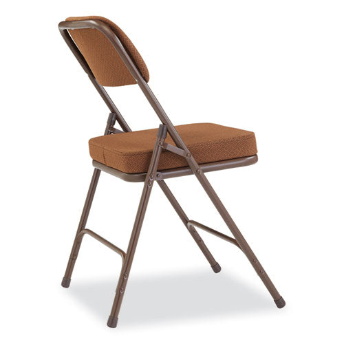 3200 Series Premium Fabric Dual-hinge Folding Chair, Supports Up To 300 Lb, Gold Seat, Gold Back, Brown Base, 2/carton