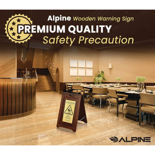 2-sided Plated Wooden A-frame Bilingual Wet Floor Sign, 15 X 2 X 24, Brass