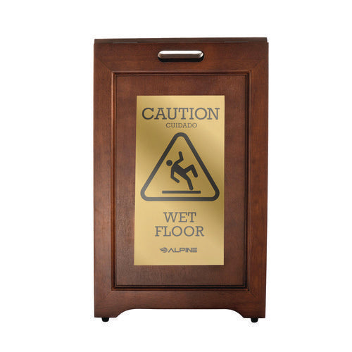 2-sided Plated Wooden A-frame Bilingual Wet Floor Sign, 15 X 2 X 24, Brass