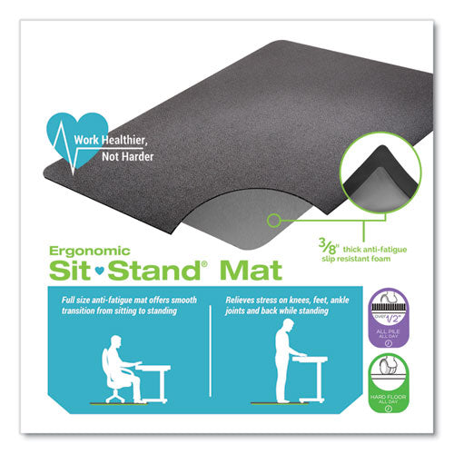 Ergonomic Sit Stand Mat, 53 X 45, Black, 25/pallet