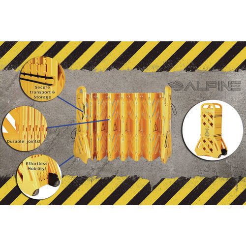 Expandable Portable Fence Barrier Safety Barricade, Plastic, 1.97 X 153.54 X 39.76, Yellow