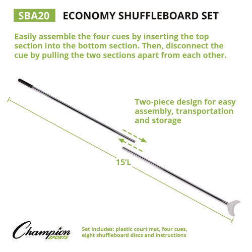 Blacktop Shuffleboard Set, (2) Two-piece 51" Cues/(8) Discs/sidewalk Chalk