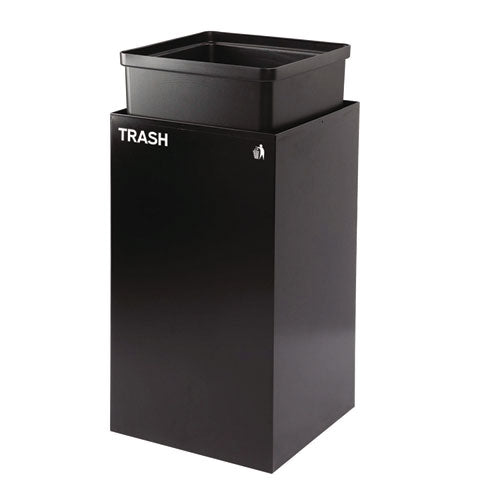 29 Gallon Trash/recycling Cans, Steel, Blue Mixed Recycling With Mixed Lid, Black Trash Can With Square Lid