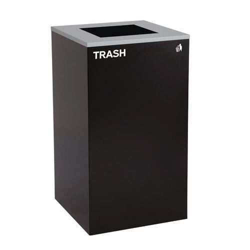 29 Gallon Trash/recycling Cans, Steel, Blue Cans/bottles Recycling With Mixed Lid, Black Trash Can With Square Lid