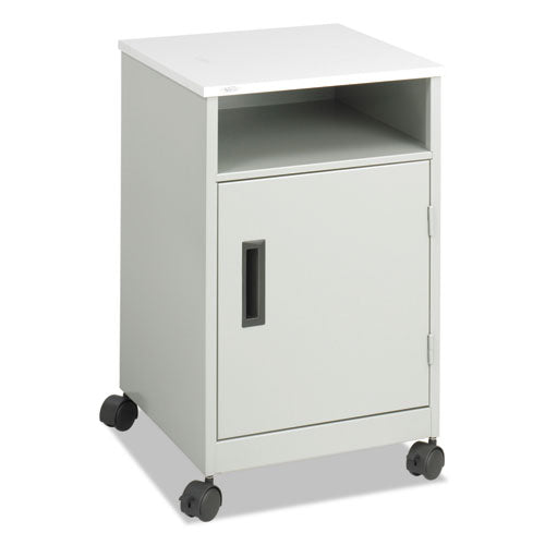 Steel Machine Stand With Open Storage Compartment, Wood, 4 Shelves, 1 Bin, 15.25 X 17.25 X 27.25, Gray