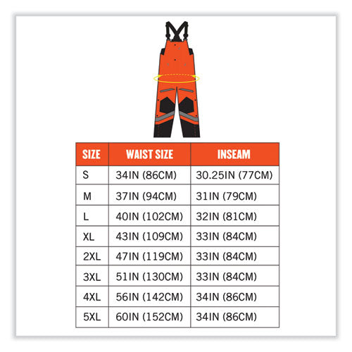 Glowear 8928 Class E Hi-vis Insulated Bibs, Large, Orange