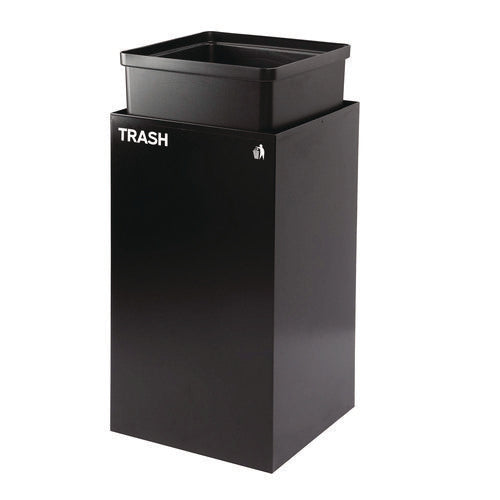 29 Gallon Trash/recycling Cans, Steel, Blue Cans/bottles Recycling With Circle Lid, Black Trash Can With Square Lid