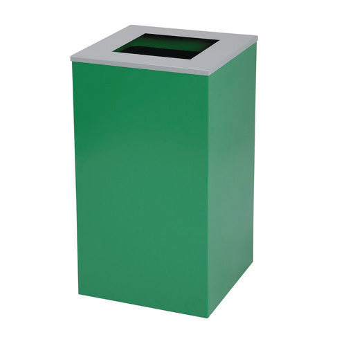 29 Gallon Trash/recycling Cans, Steel, Green Recycling Can With Square Lid, Black Trash Can With Square Lid