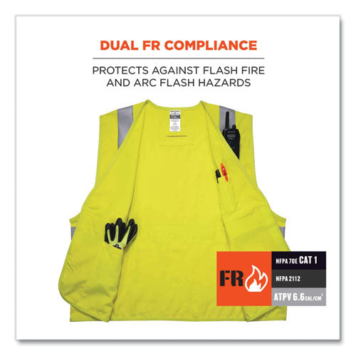 Glowear 8261frhl Class 2 Dual Compliant Fr Hook And Loop Safety Vest, Small/medium, Lime