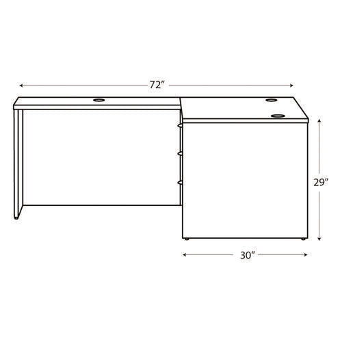 Mod L-station Single Pedestal Desk Bundle, 60" X 72" X 29", Mahogany