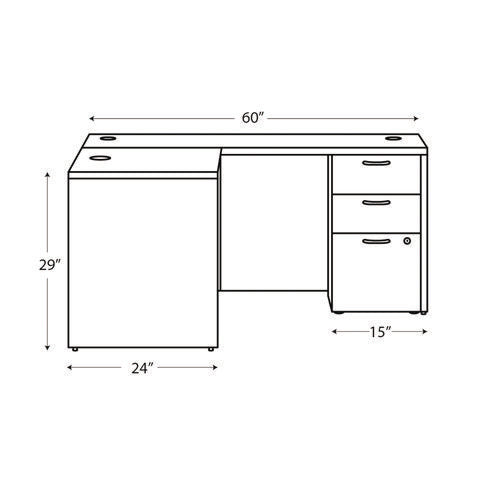 Mod L-station Double Pedestal Desk Bundle, 60" X 72" X 29", Java Oak