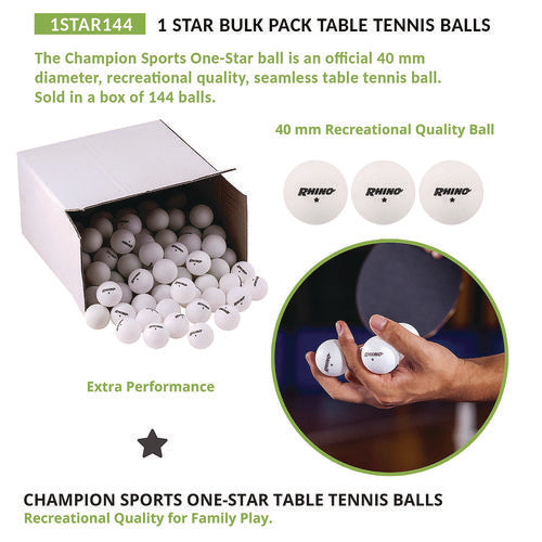 Table Tennis Balls, Official Size, White, 144/carton