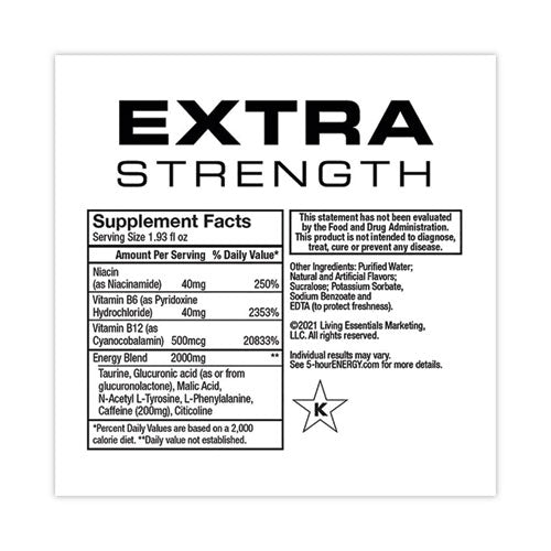 Extra Strength Energy Drink, Berry, 1.93 Oz Bottle, 24/carton